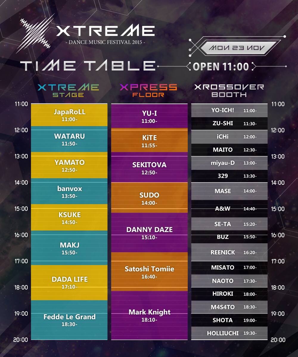 Xtreme ALL AREA TIME TABLE