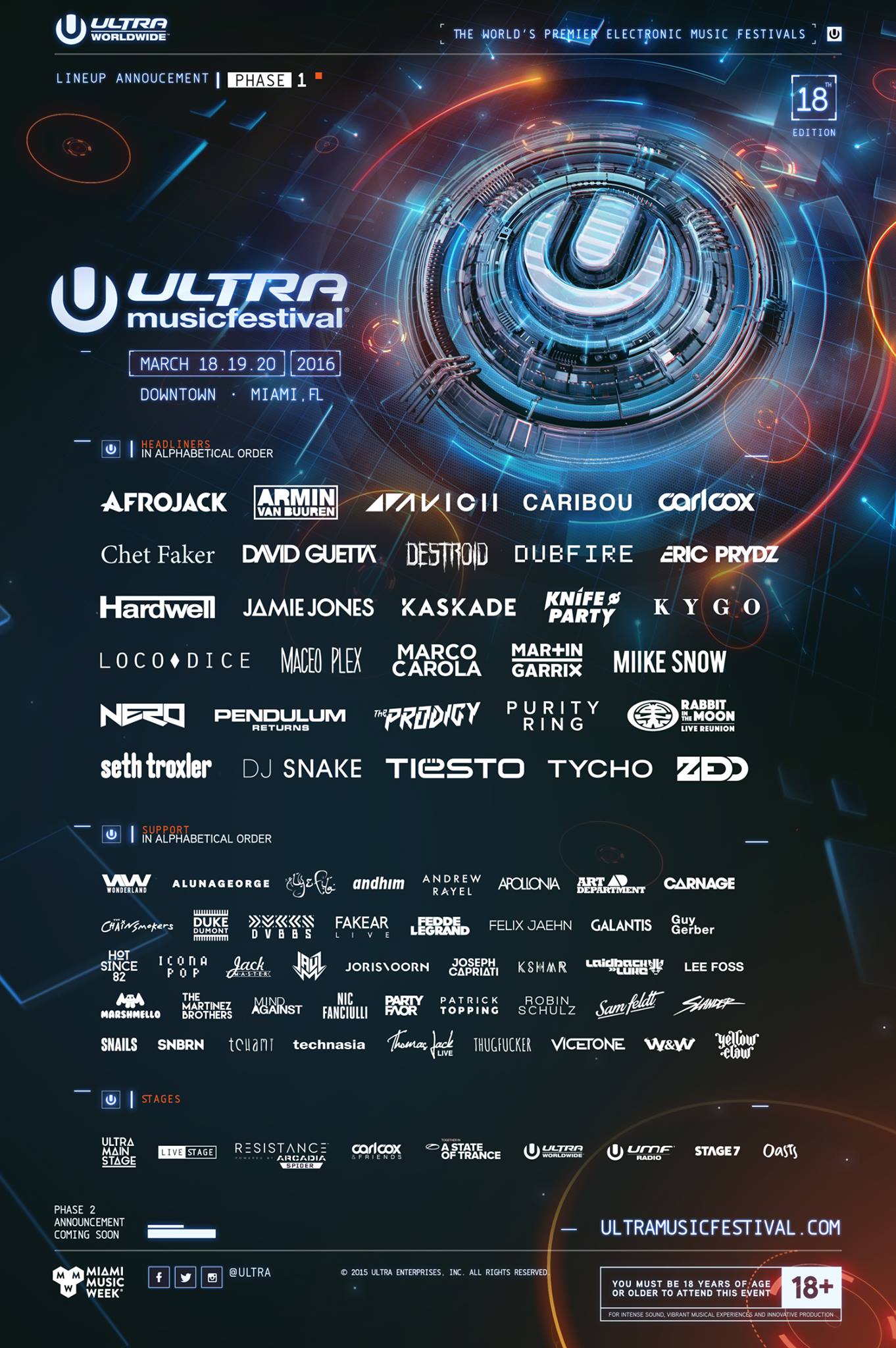 Ultra Music Festival 2016 lineup the first
